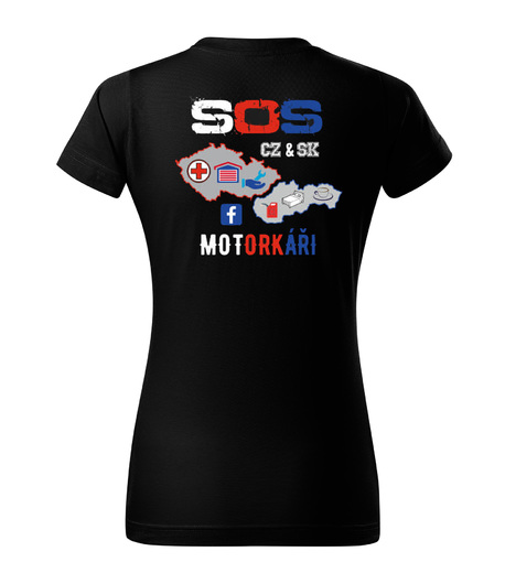 SOS motorkáři klubové triko Facebook  - černé dámské 160g